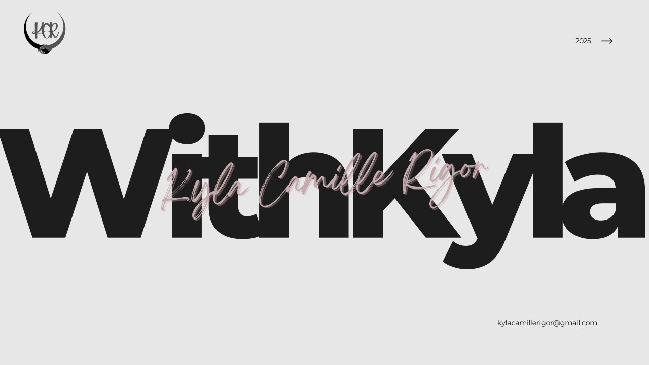 Title slide with the WithKyla wordmark and script signature